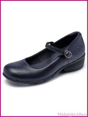 Skechers Women's Mary Jane Sr Elsit Slip Resistant Work Shoe Leather Memory Foam